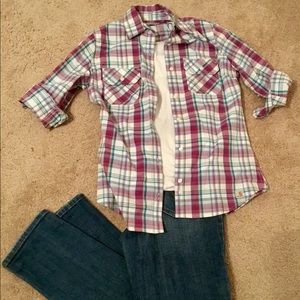 Carhartt 3/4 sleeve plaid shirt